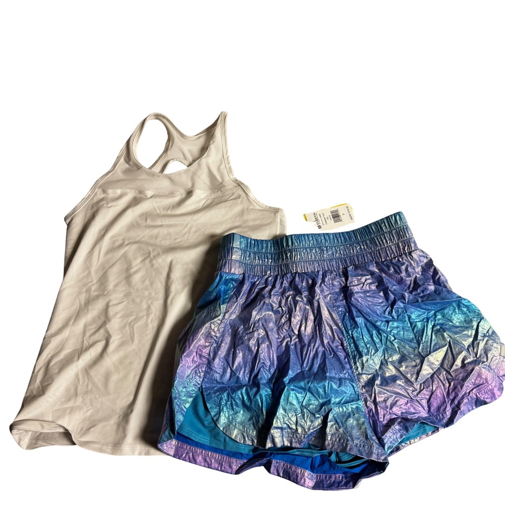 Eleven by Venus Williams Iridescent Light It Up Shorts & Mesh Tank Set White S